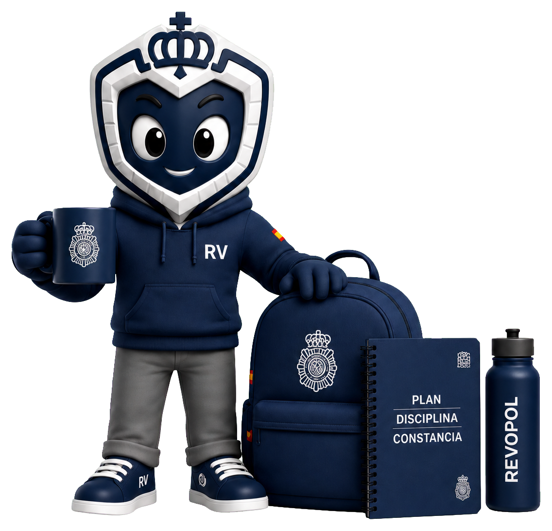 Mascota Aitor de REVOPOL con material de tienda