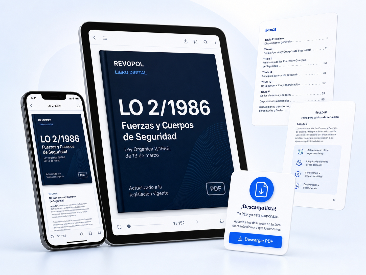 Vista del PDF LO 2/1986 en móvil y tablet con descarga disponible
