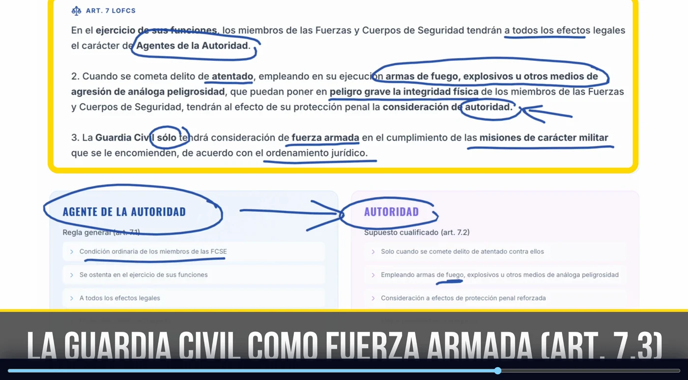 Explicación del artículo 7 de la LOFCS con anotaciones y subrayados