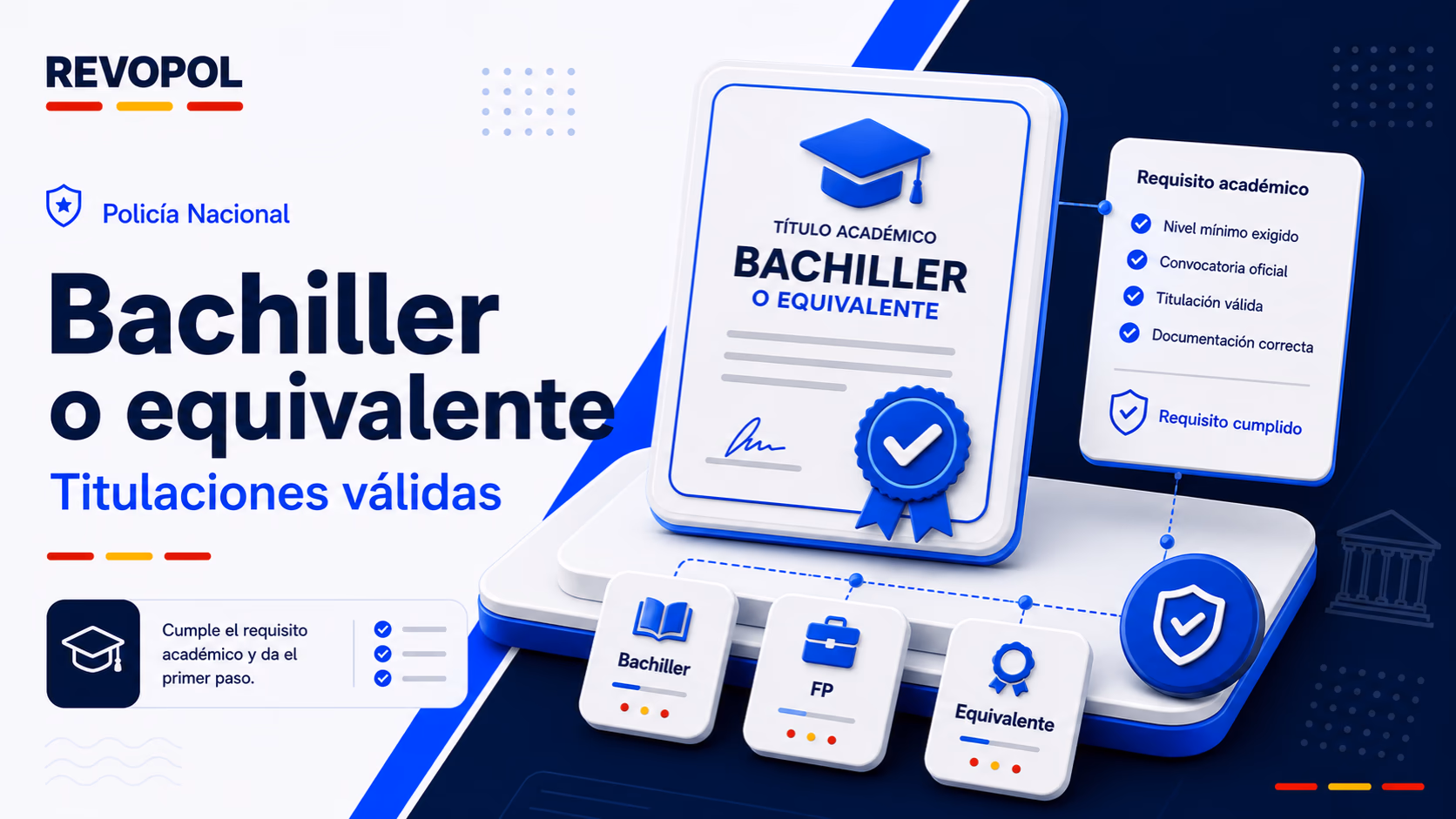 Bachiller o equivalente para Policía Nacional: titulaciones válidas