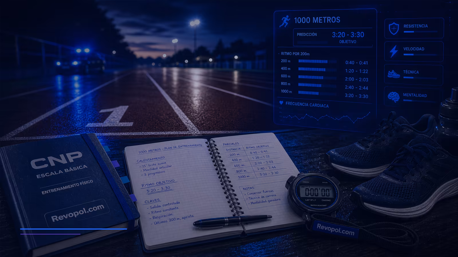 Carrera de 1000 metros Policía Nacional: ritmos, baremo y plan de entrenamiento