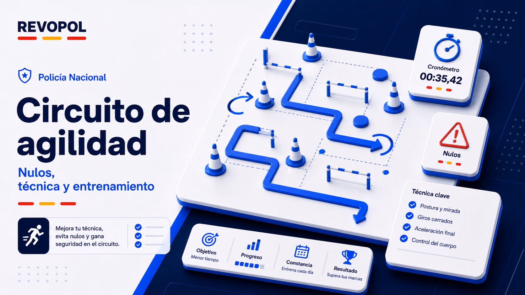 Circuito de agilidad Policía Nacional: nulos, técnica y entrenamiento