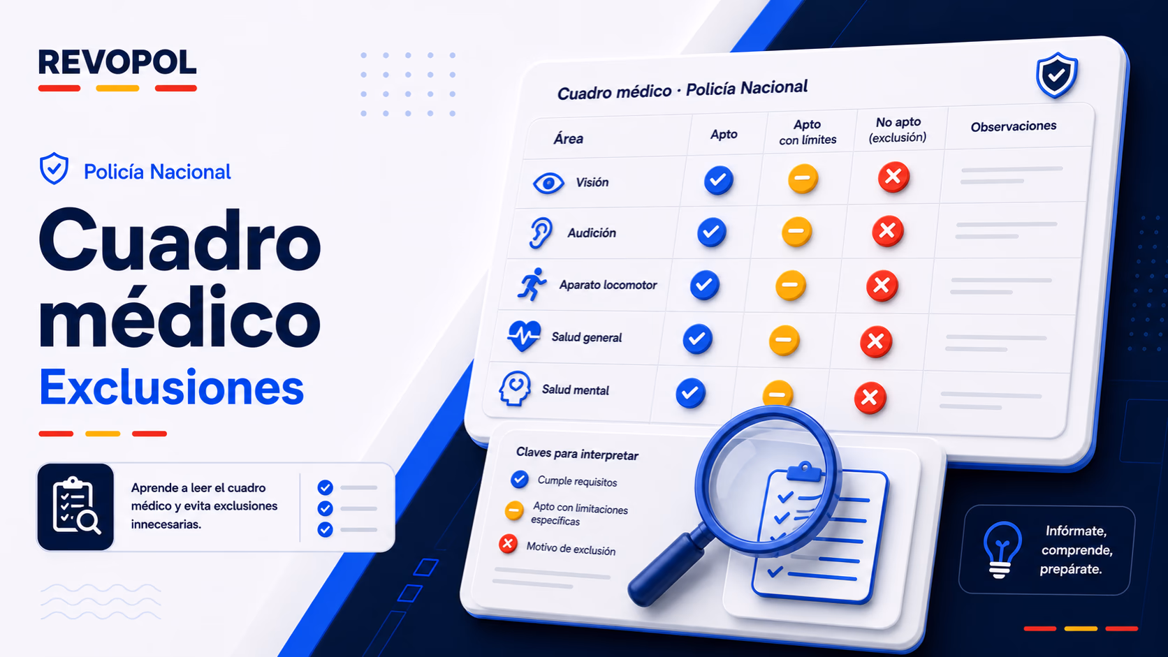 Cuadro médico Policía Nacional: cómo leer las exclusiones