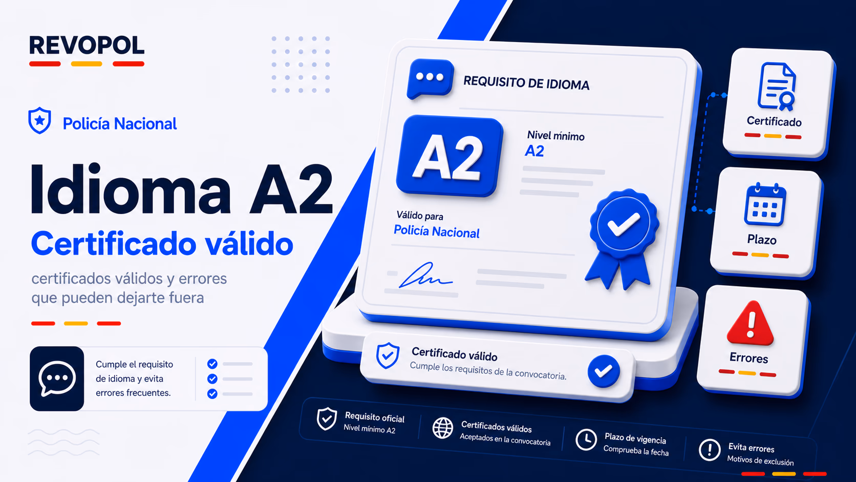 Idioma A2 Policía Nacional: certificados válidos y errores que pueden dejarte fuera